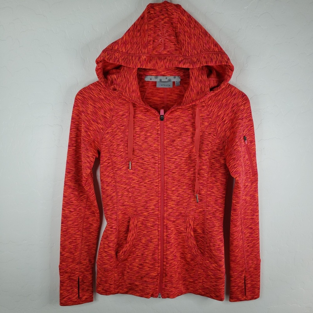 Athleta Home Team Full Zip Hoodie Jacket Orange Women's XXS Pockets Draw String